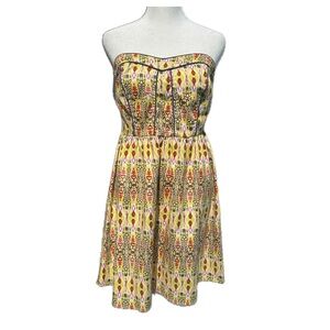 Strapless Sweetheart Yellow Multicolor Summer Dress
